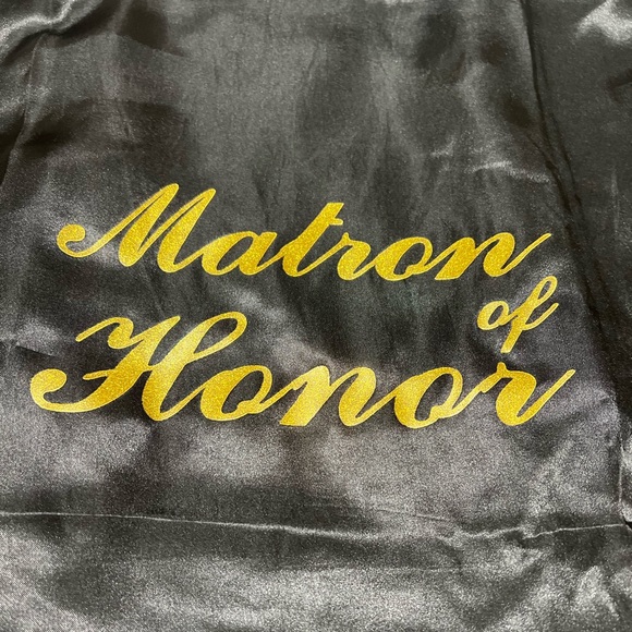 Silk Black Matron of Honor Robe with Gold Lettering NWOT - Picture 4 of 8